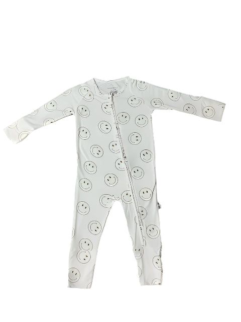 White Smiley Bamboo Pajamas - Forever French Baby